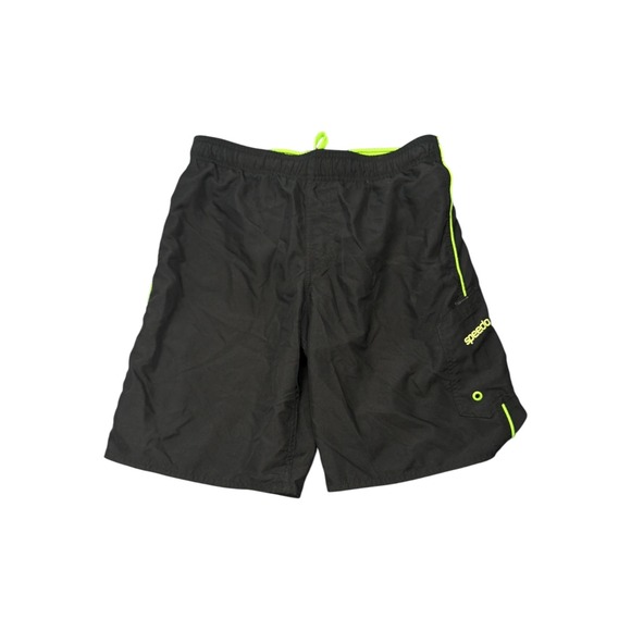 Speedo Other - Speedo Mens Swim Trunks Black Lime Green Cargo Pocket Mesh Lined XL